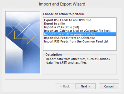 Import Export Wizard